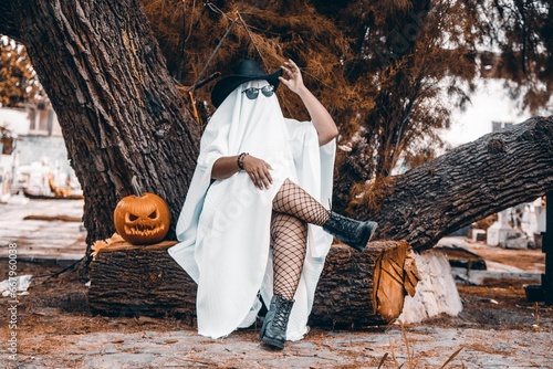 Funny Ghost In a Graveyard  halloween