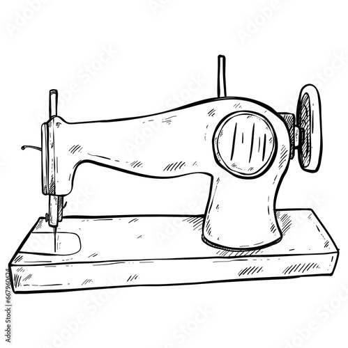 sewing machine hand drawn