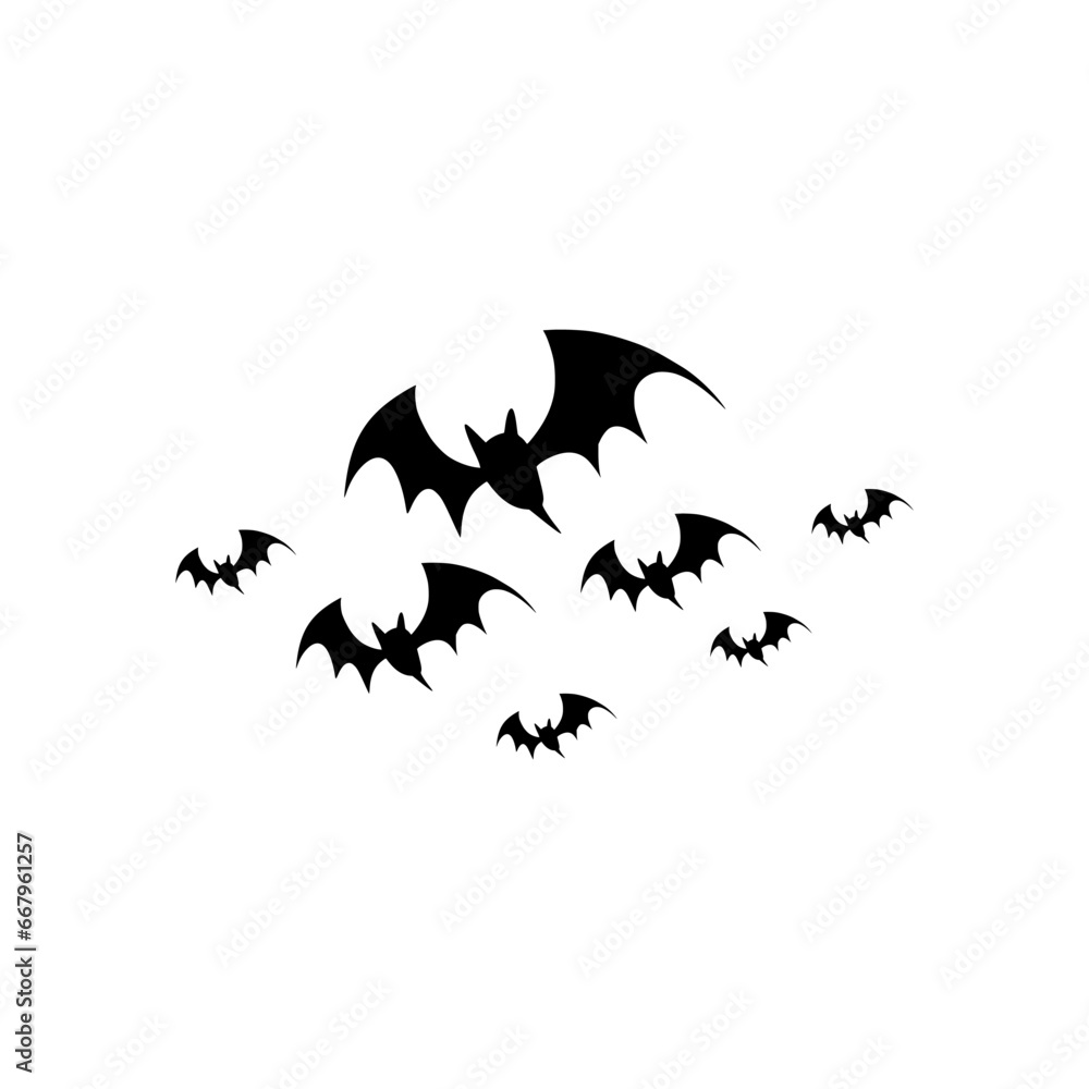 Vector icon bat black silhouette white background