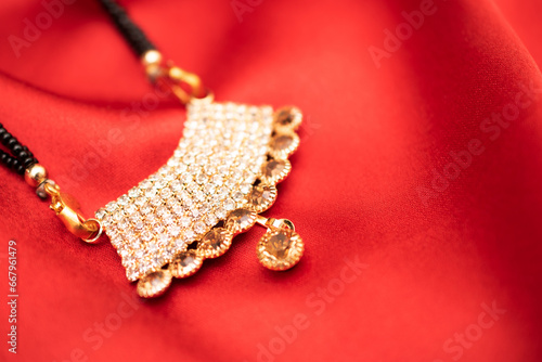 Closeup of mangalsutra necklace for indian wedding photo