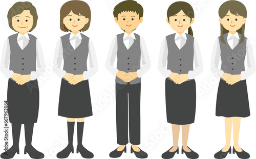 制服を着た女性社員