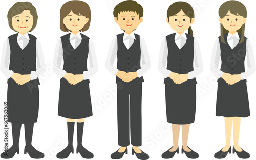 制服を着た女性社員
