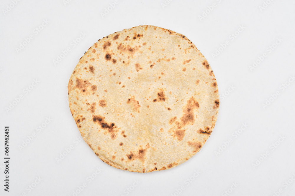 Top view of tawa chapati isolated on white background Top view of tawa chapati isolated on white background