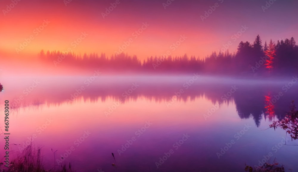 Gorgeous panorama scenic of the strong sunrise with silver lining and cloud on the orange pinky sky Gorgeous panorama scenic of the strong sunrise with silver lining and cloud on the orange pinky sky