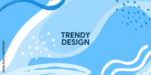 Trendy modern Memphis blue abstract with minimal wave background