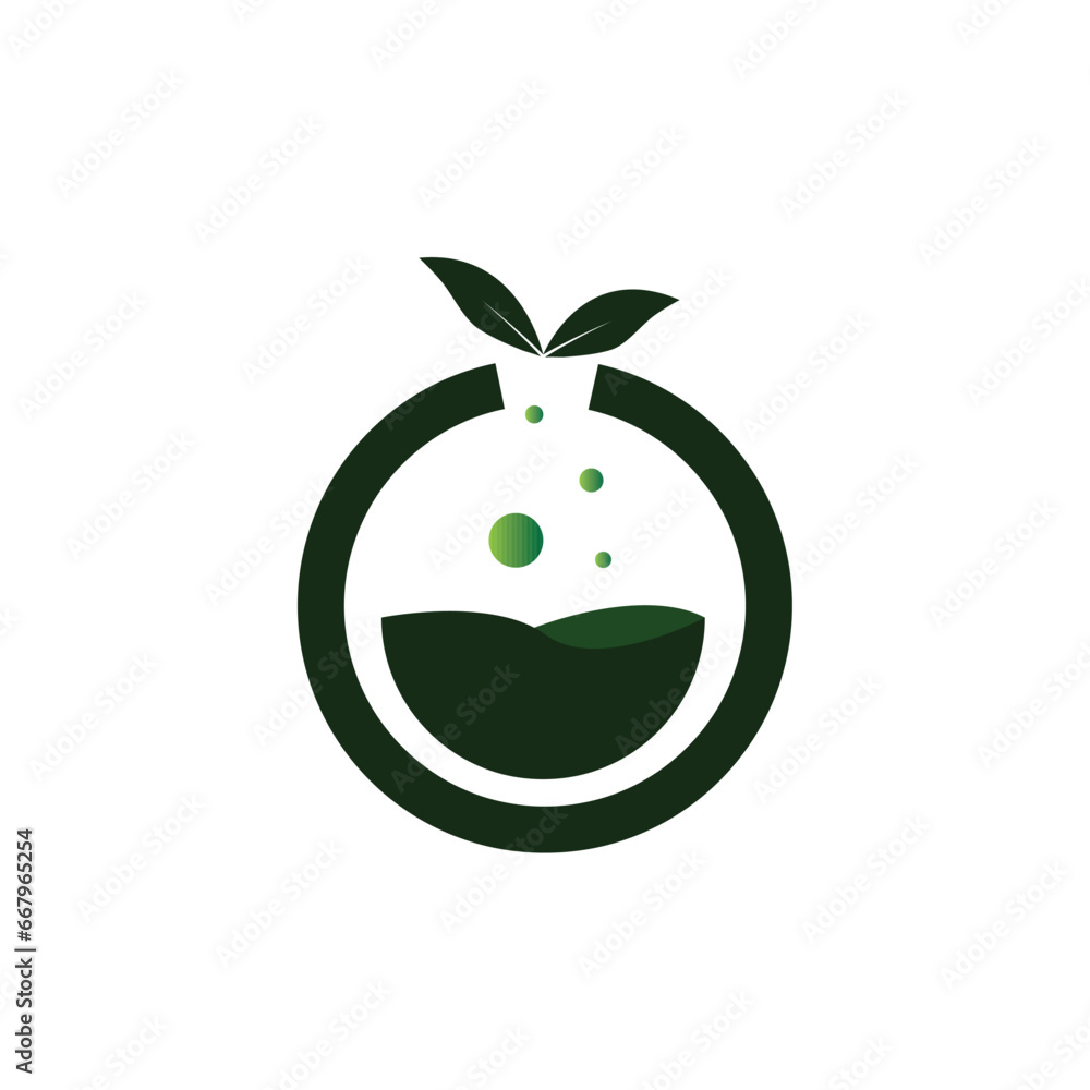 Obraz premium green tea lab logo design illustration.