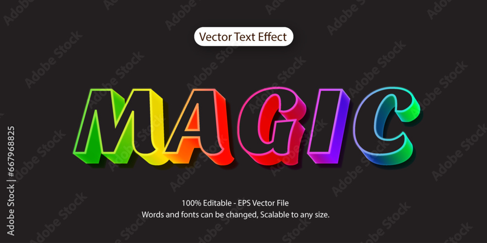 3d colorful gradient on black editable text effect. vector