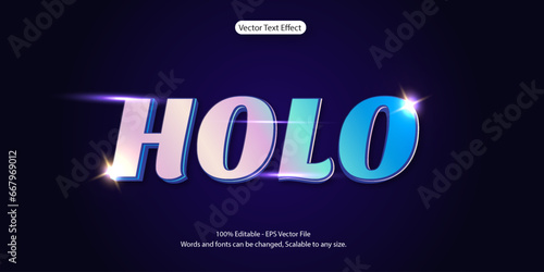 3d holographic style editable text effect. vector