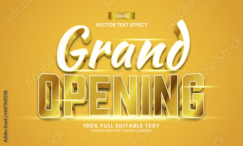 Design editable text effect, Grand Opening 3d gold vector illustration