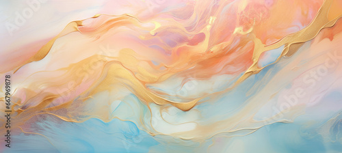 an abstract painting with colored liquids