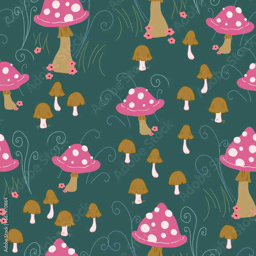 seamless pattern with mushrooms