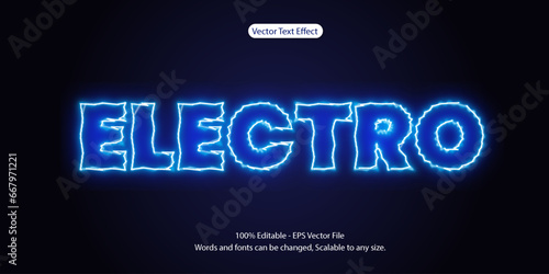 3d electric blue editable text effect. vector