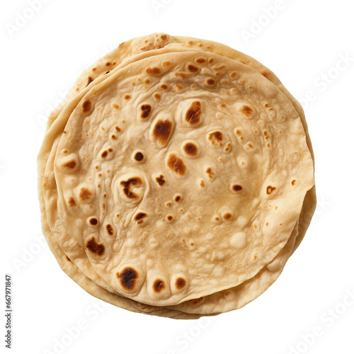Chapati (or Roti), transparent background, isolated image, generative AI
