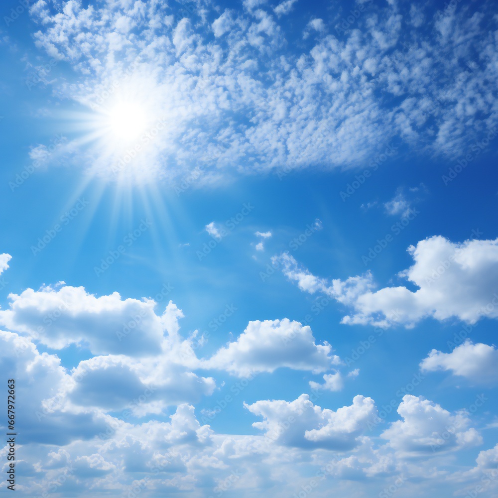 Dramatic blue sunny sky with clouds background Generative AI Dramatic blue sunny sky with clouds background Generative AI