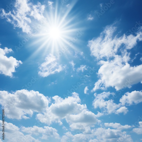 Dramatic blue sunny sky with clouds background Generative AI © LayerAce.com