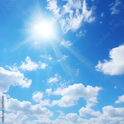 Dramatic blue sunny sky with clouds background Generative AI