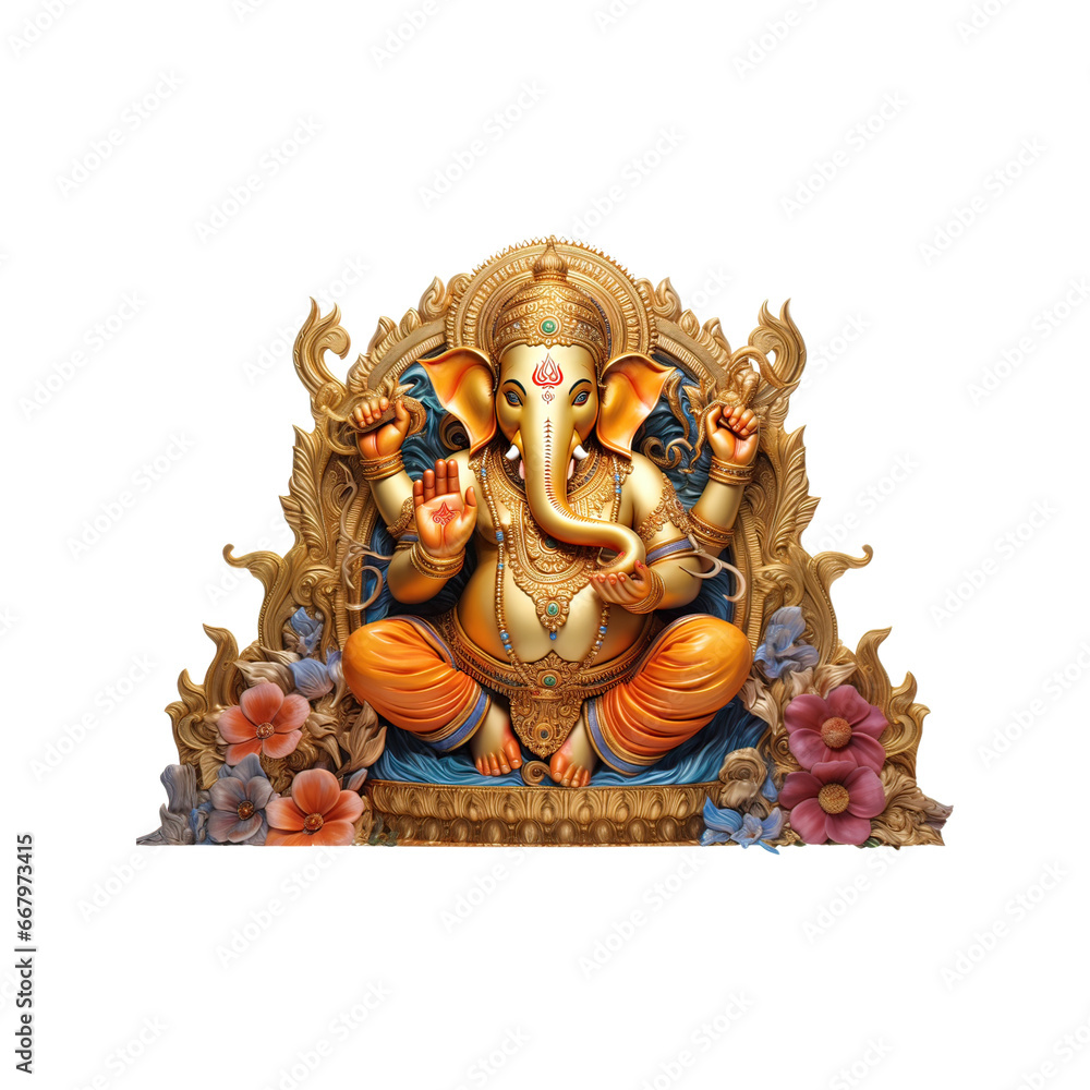 Golden Ganesha No shadows, highest details, sharpness 