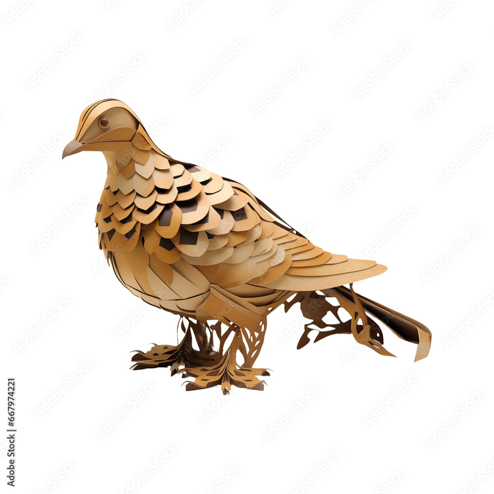 Fototapeta premium Dove, dark gold color. No shadows, highest details, sharpness