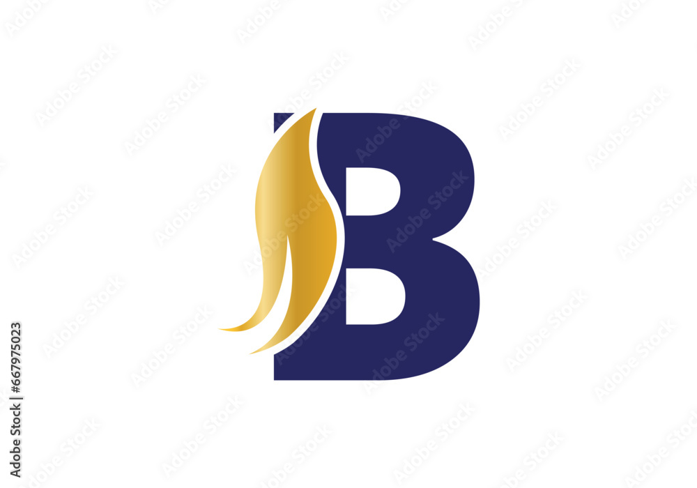 Obraz premium Abstract B letter nature logo with leaf template.