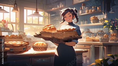 ［AI生成画像］パン屋の美少女12