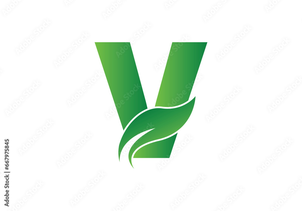 Abstract V letter nature logo with leaf template. Abstract V letter nature logo with leaf template.