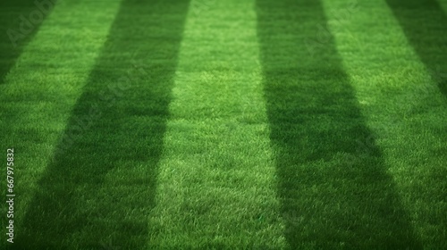 Soccer field in football stadium with line grass pattern. Sport background and athletic wallpaper concept. © Lucky Ai