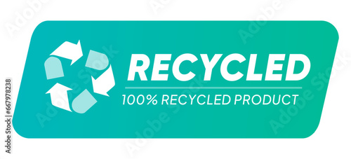 Recycled 100 percent recycling product label stamp green tosca graphic