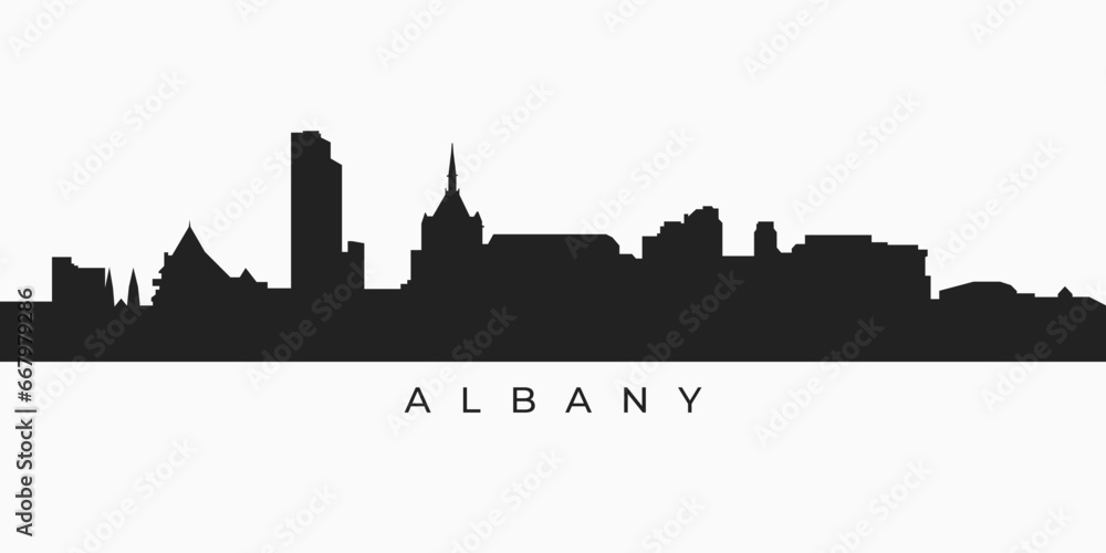 Albany city skyline silhouette. New york cityscape high skyscraper in vector format
