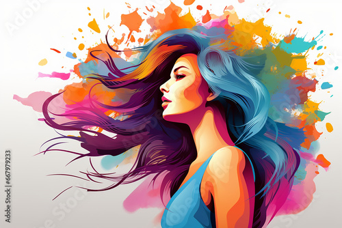 illustration of a women in color splash representing a colorful life