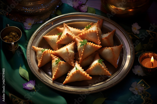 Samosas Indian a traditional food for Diwali photo