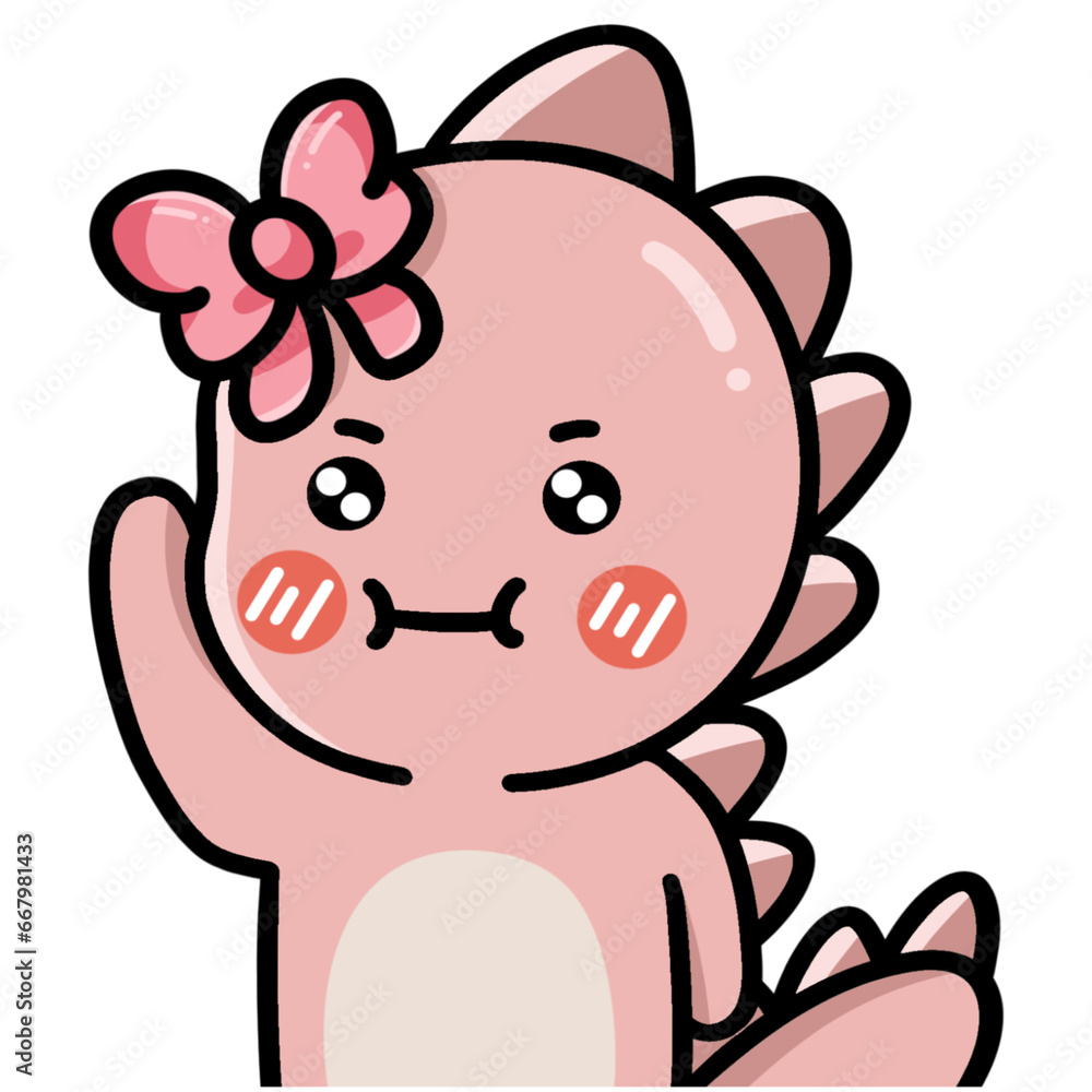 Naklejka premium Dinosaur, Cartoon, Prehistoric, T-Rex, Brachiosaurus, Triceratops, Stegosaurus, Velociraptor