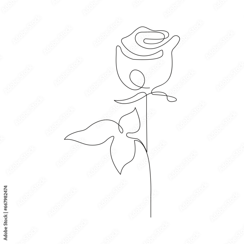 Isolated beautiful rose flower hand drawn outline continuous vector icon design Isolated beautiful rose flower hand drawn outline continuous vector icon design