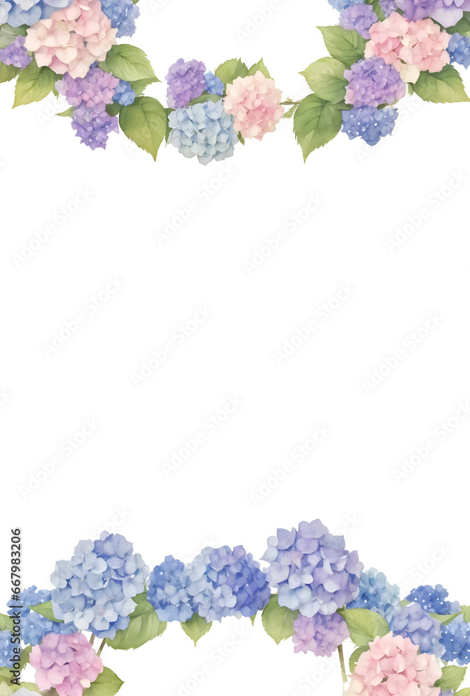 Watercolor hydrangea flower frame isolated on transparent background Watercolor hydrangea flower frame isolated on transparent background