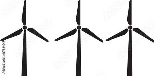 Wind turbine vector icon. Wind power icon on transparent background . Windmill silhouette. design style