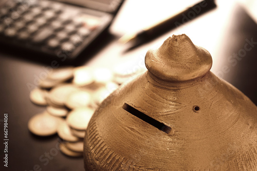 Closuep of gullak indian piggy bank, savings concept photo