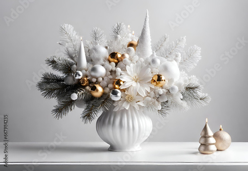 Christmas Still Life with Candle and Decorations, 
Festive Candlelight and Holiday Ornaments, 
 Candle and Decorative Festivity