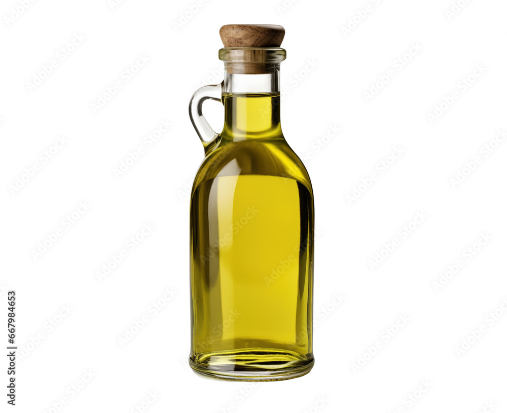 Olive oil glass bottle isolated on white transparent background, PNG - obrazy, fototapety, plakaty 
