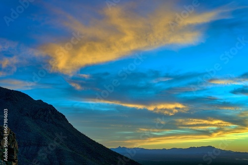 Beautiful sunset over Gates Pass, Tucson, AZ