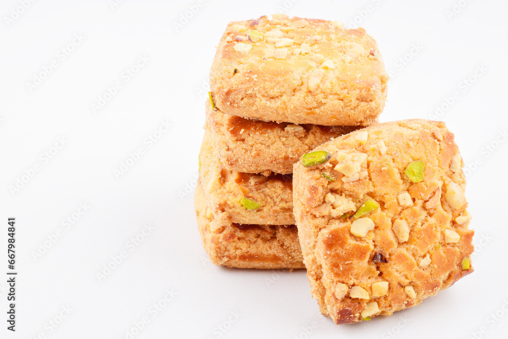 Pista biscuits isolated on white background, pistachio cookies Pista biscuits isolated on white background, pistachio cookies