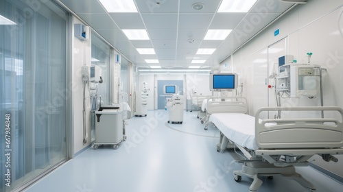 Modern hospital, equipment, tools, hospital beds