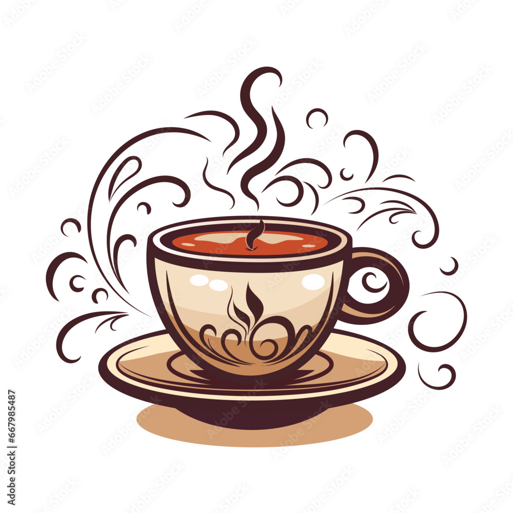 Obraz premium Fantasy cup with aromatic coffee. Vector illustration