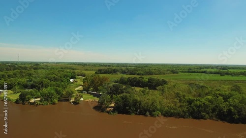 Wallpaper Mural Aerial Forward Shot Of Atchafalaya River By Green Trees And River Against Blue Sky - Bayou, Louisiana Torontodigital.ca