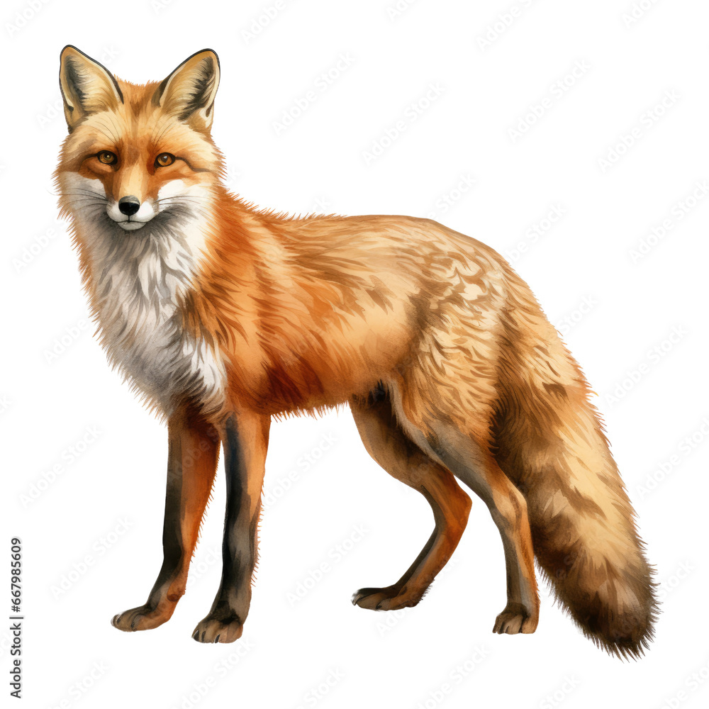 watercolor predator animal element. watercolor fox illustration.