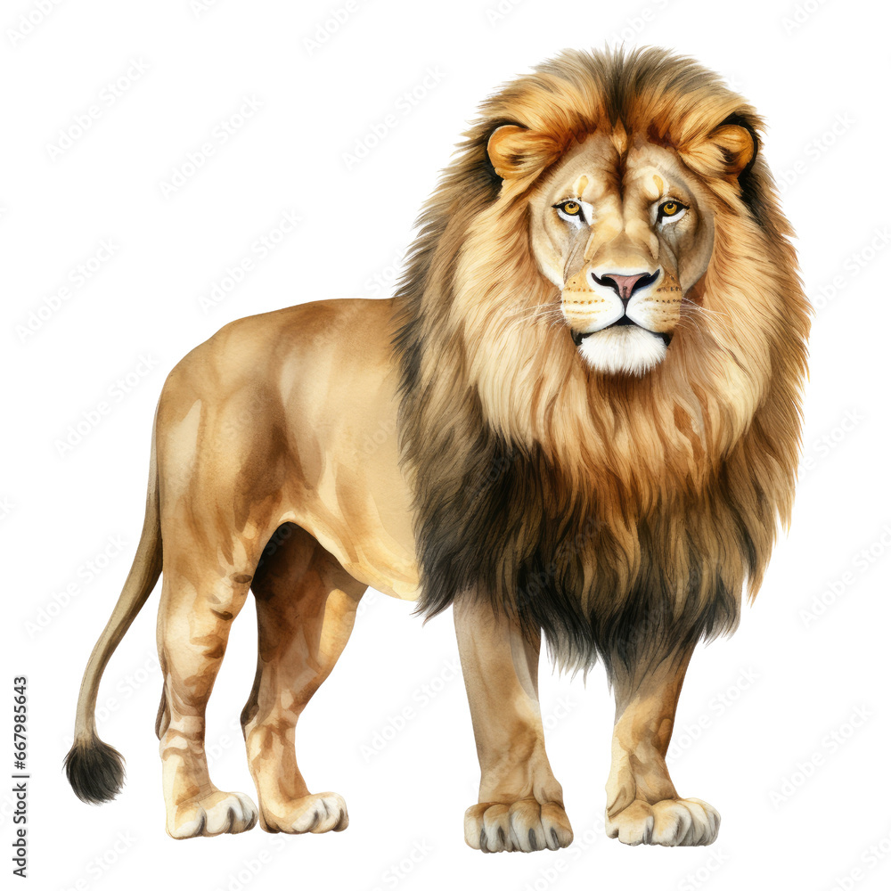 watercolor predator animal element. watercolor lion illustration.