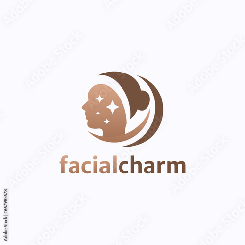 Beautiful facial charm logo design vector. Spa and cosmetic clinic symbol template