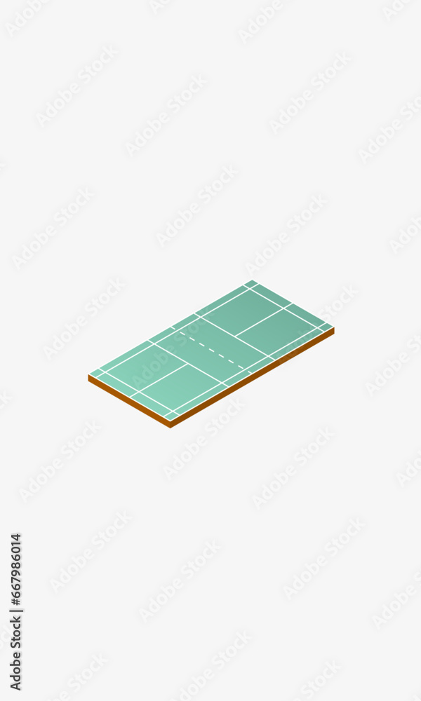 Illustration vector graphic of isometric badminton court. Suitable for content about badminton, games, or sports. Illustration vector graphic of isometric badminton court. Suitable for content about badminton, games, or sports.