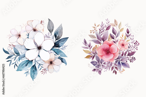 Abstract floral background  ster bunny with flowers  watercolor floral designs for logo and card designs. flowers