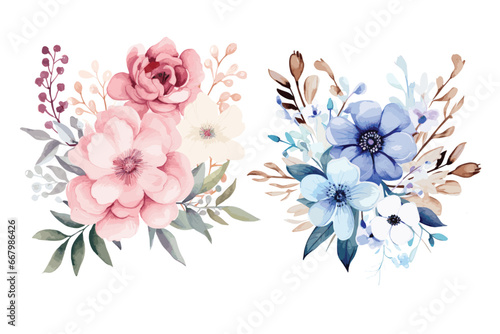 Abstract floral background, ster bunny with flowers, watercolor floral designs for logo and card designs. flowers © Amazinart