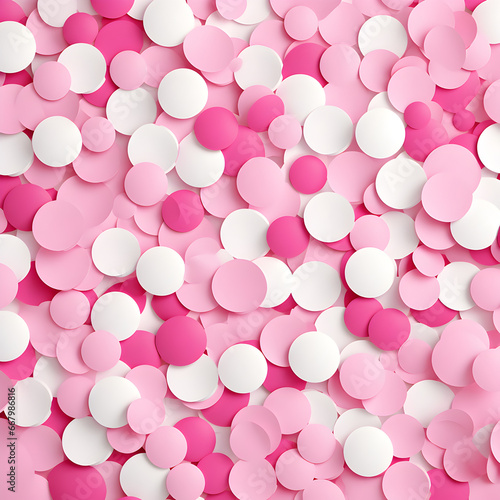 Pink and white paper dots background 