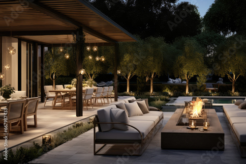 Luxury Living Outdoor Space Interior design of a lavish side outside garden © Kien